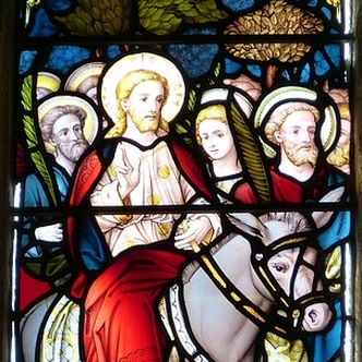 Stained Glass Window depicting the Triumphal Entry